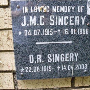 SINGERY J.M.C. 1915-1996 &amp; D.R. 1919-2003