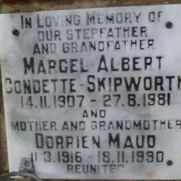 SKIPWORTH Marcel Albert, Condette 1907-1981 &amp; Dorrien Maud 1916-1990