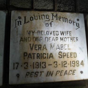SPEED Vera Mabel Patricia 1913-1984