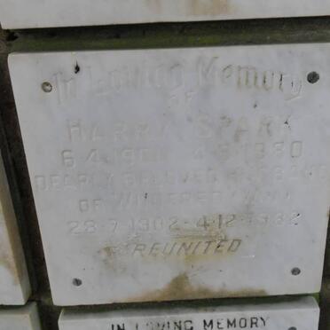 SPARK Harry 1901-1980 &amp; Winifred 1902-1982