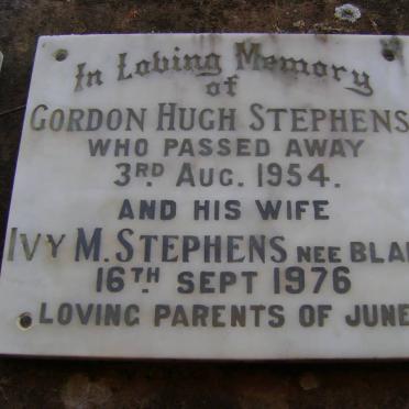 STEPHENS Gordon Hugh -1954 &amp; Ivy M. nee BLAKE -1976