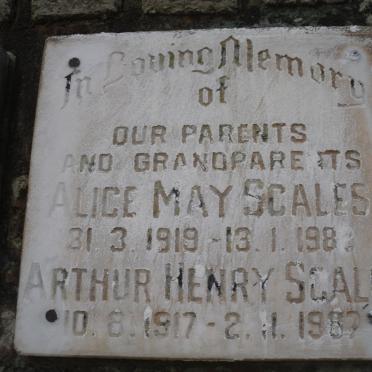 SCALES Arthur Henry 1917-1987 &amp; Alice May 1919-1982