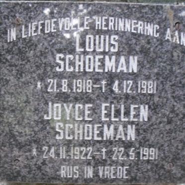 SCHOEMAN Louis 1918-1981 &amp; Joyce Ellen 1922-1991
