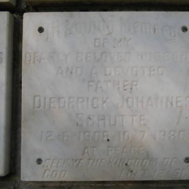 SCHUTTE Diederick Johannes 1906-1980