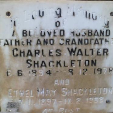 SHACKLETON Charles Walter 1894-1978 &amp; Ethel May 1897-1988