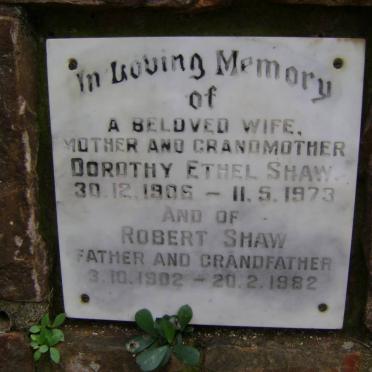 SHAW Robert 1902-1982 &amp; Dorothy Ethel 1906-1973