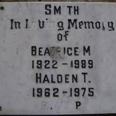 SMITH Beatrice M. 1922-1989 :: SMITH Halden T. 1962-1975