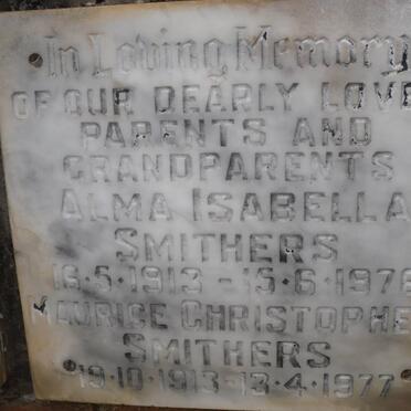 SMITHERS Maurice Christopher 1913-1977 &amp; Alma Isabella 1913-1976