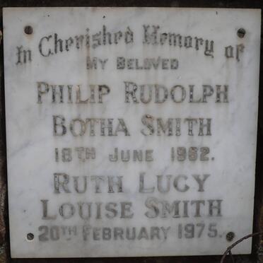 SMITH Philip Rudolph Botha -1962 &amp; Ruth Lucy Louise -1975