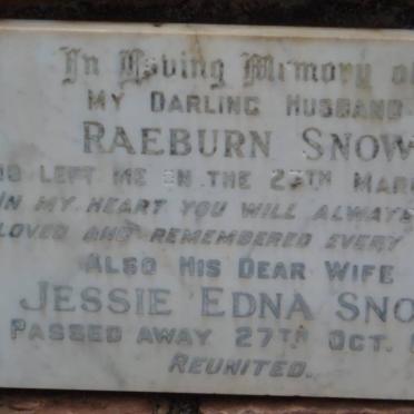 SNOW Raeburn -1963 &amp; Jessie Edna -1971