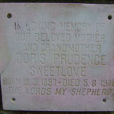 SWEETLOVE Doris Prudence 1897-1978