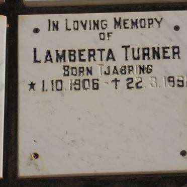 TURNER Lamberta nee TJABRING 1906-1991