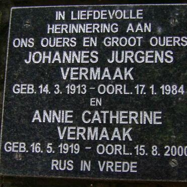 VERMAAK Johannes Jurgens 1913-1984 &amp; Annie Catherine 1919-2000