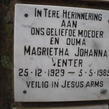 VENTER Magrietha Johanna 1929-1985