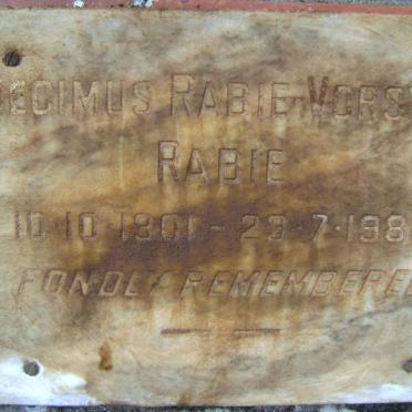 VORSTER Decimus Rabie Vorster 1901-1982