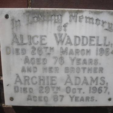 WADDELL Alice -1964 :: ADAMS Archie -1967
