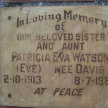 WATSON Patricia Eva nee DAVIS 1913-1980