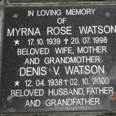 WATSON Denis V. 1938-2000 &amp; Myrna Rose 1939-1998