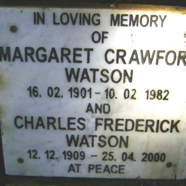 WATSON Charles Frederick 1909-2000 &amp; Margaret Crawford 1901-1982