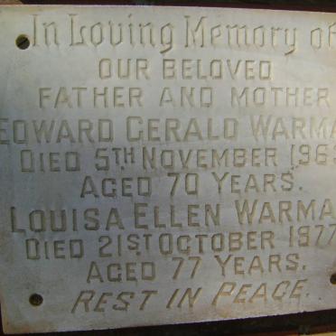 WARMAN Edward Gerald -1963 &amp; Louisa Ellen -1977