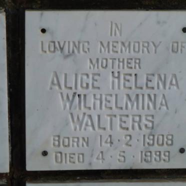 WALTERS Alice Helena Wilhelmina 1908-1999