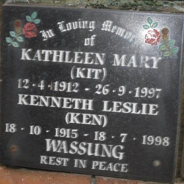 WASSUNG Kenneth Leslie 1915-1998 &amp; Kathleen Mary 1912-1997