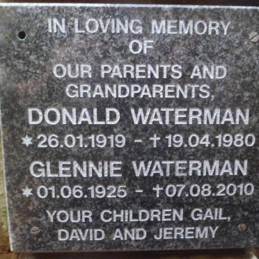 WATERMAN Donald 1919-1980 &amp; Glennie 1925-2010