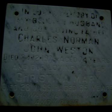 WESTON Charles Norman John -1975 &amp; Christina Mary -1991