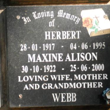 WEBB Herbert 1917-1995 &amp; Maxine Alison 1922-2000