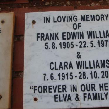 WILLIAMS Frank Edwin 1905-1975 &amp; Clara 1915-2011