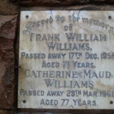WILLIAMS Frank William -1955 &amp; Catherine Maud -1966