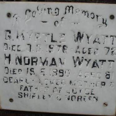 WYATT H. Norman -1990 &amp; G. Myrtle -1976