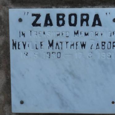 ZABORA Neville Matthew 1930-1991