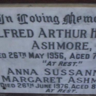 ASHMORE Alfred Arthur Hewitt -1956 &amp; Anna Sussannah Margaret -1976