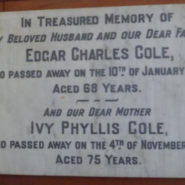 COLE Edgar Charles -1948 &amp; Ivy Phyllis -1960