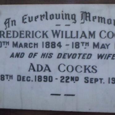 COCKS Frederick William 1884-1948 &amp; Ada 1890-1959