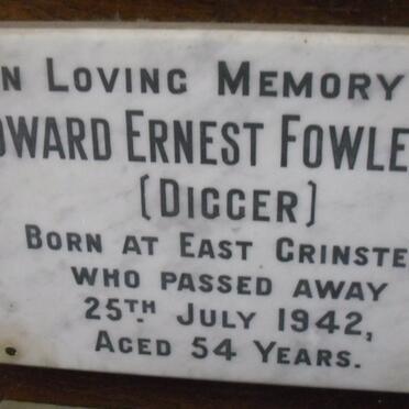 FOWLE Edward Ernest -1942