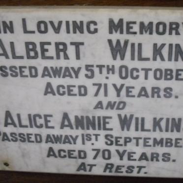 WILKINSON Albert -1934 &amp; Alice Annie -1942