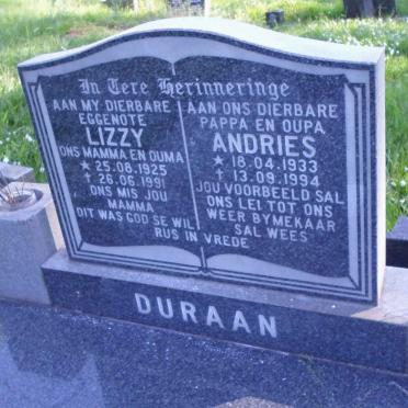 DURAAN Andries 1933-1994 &amp; Lizzy 1925-1991