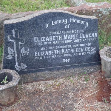 DUNCAN Elizabeth Marie -1962 :: GOSS Elizabeth Kathleen -1984