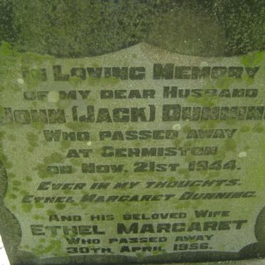 DUNNING John -1944 &amp; Ethel Margaret -1956 
