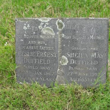 DUFFIELD Leslie Ernest -1967 &amp; Sheila May -1982