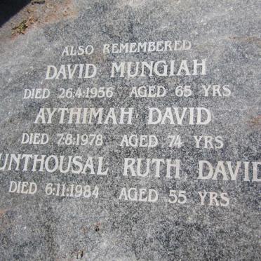 DAVID Mungiah -1956 :: DAVID Aythimah -1978 :: DAVID Sunthousal Ruth -1984