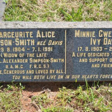 DAVIS Minnie Gwendoline Ivy 1903-1991 :: SIMPSON-SMITH Margeurite Alice nee DAVIS 1904-1991