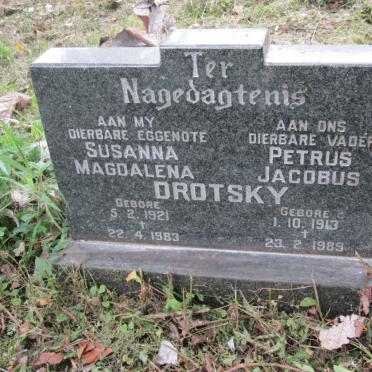 DROTSKY Petrus Jacobus 1913-1989 &amp; Susanna Magdalena 1921-1983