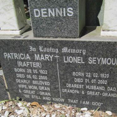 DENNIS Lionel Seymour 1920-2002 &amp; Patricia Mary RAFTER 1922-2000 