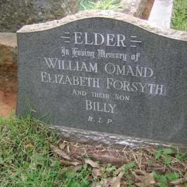 ELDER William Omand &amp; Elizabeth Forsyth :: ELDER Billy