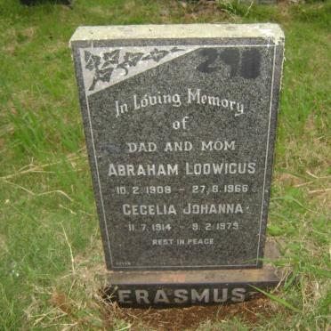 ERASMUS Abraham Lodwicus 1908-1966 &amp; Cecelia Johanna 1914-1979