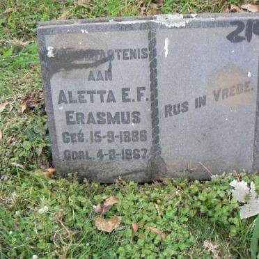 ERASMUS Aletta E.F. 1886-1967