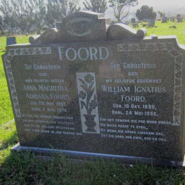FOORD William Ignatius 1890-1956 :: FOORD Anna Magritha Adriana 1897-1974